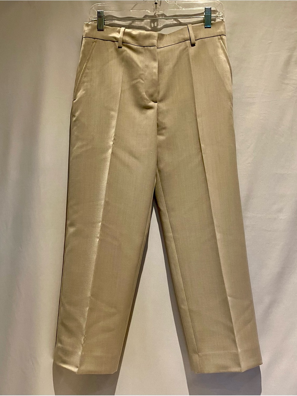 COS Latte Tan Wool Blend Slim Leg Trousers, size 6, NWT - Picture 2 of 8